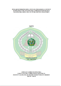 Pengaruh Persepsi Siswa Tentang Pedagogical Content Knowledge Guru Matematika Terhadap Pemahaman Matematika Siswa MTS NU Putri 3 Buntet Pesantren