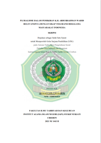 Pluralisme dalam Pemikiran K. H. Abdurrahman Wahid Relevansinya Dengan Sikap Toleransi Beragama Masyarakat Indonesia