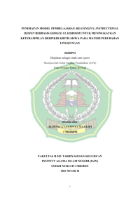 Penerapan Model Pembelajaran Meaningful Instructional Design Berbasis Google Classroom untuk Meningkatkan Keterampilan Berfikir Kritis Siswa Pada Materi Perubahan lingkungan