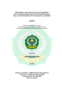 plementasi Intellegence Kinesthetic Dalam Mengembangkan Potensi Diri Siswa Kelas 5 Di Mi Madinatunnajah Kota Cirebon