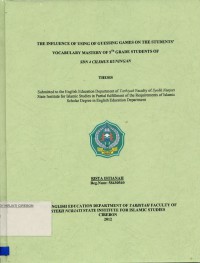 The Influence of Using pf Guessing Games on The Students Vocabulary Mastery of 5th Grade Students of SDN 4 Cilimus Kuningan