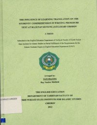 The Influence Of Learning Translaton On The Students Comprehension In Writing Prosedure Text Atma Sunan gunung jati Losari Cirebon