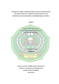 Penerapan Model Problem Based Learning Terintegrasi Nilai Islam Dengan Asesmen Mind Mapping Untuk Meningkatkan Keterampilan Berfikir Kreatif Siswa